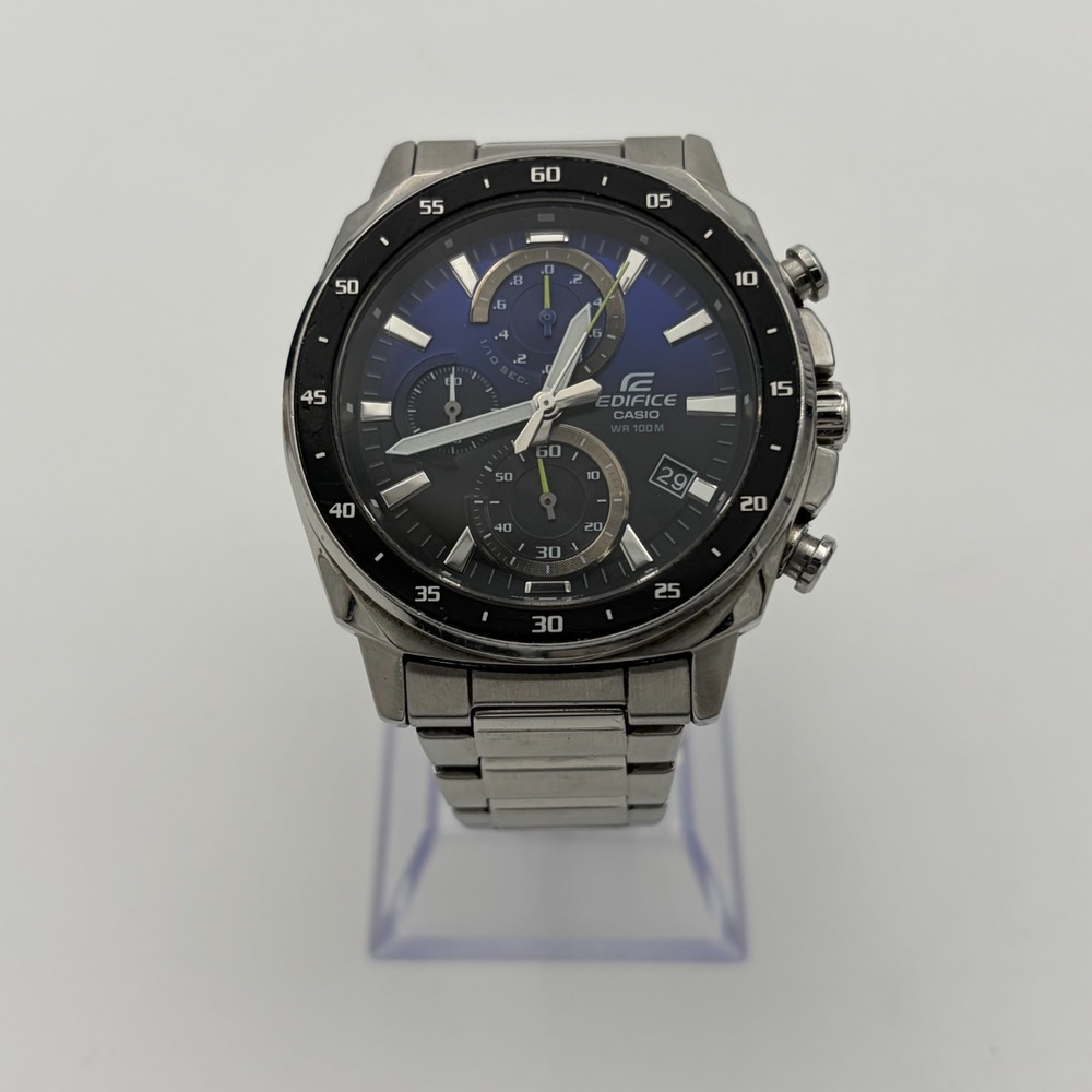 Casio Edifice Mens Blue Dial Stainless Steel Watch EFV-600
